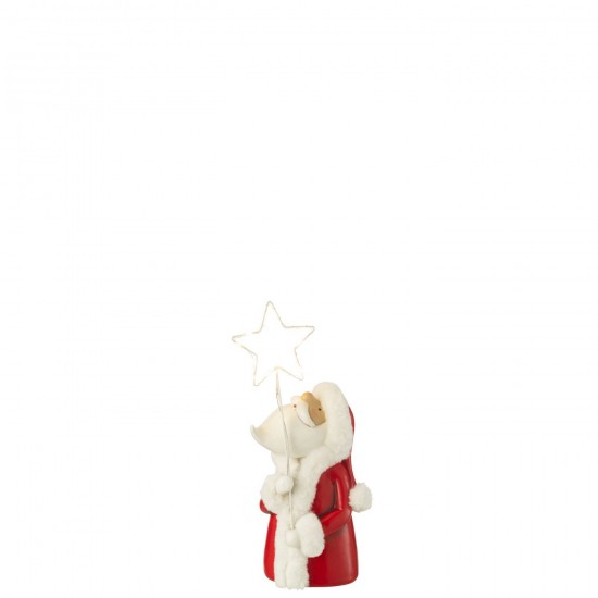 J Line Santa Led Star Resin White Red Small santa clauses.