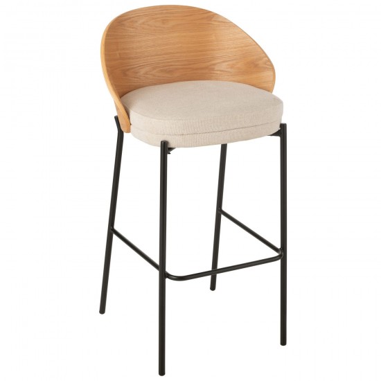Jline Silla De Bar Lone Contrachapado Metal Natural Beige.