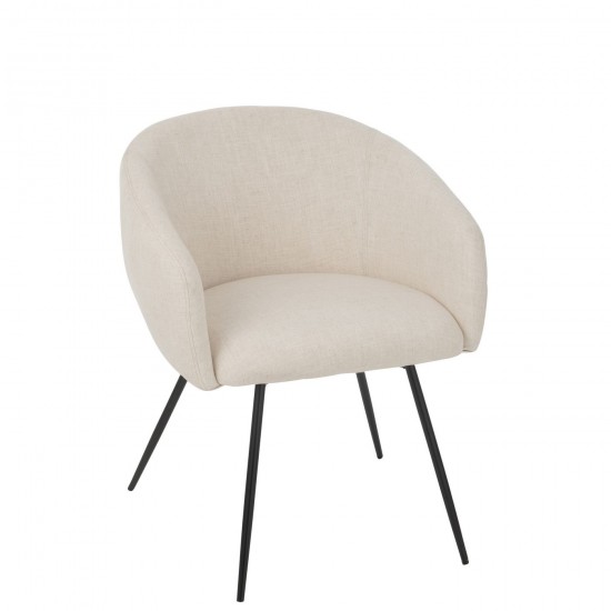 Jline Silla Wales Acero Espuma Marfil.