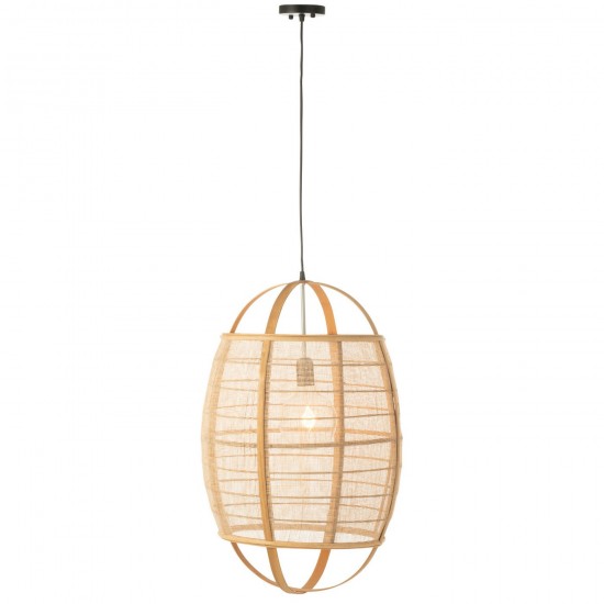 J Line Hanging Lamp Ion Linen Bamboo Natural Large Suspensions pendant lights Suspended Overhead Lights Lamps.