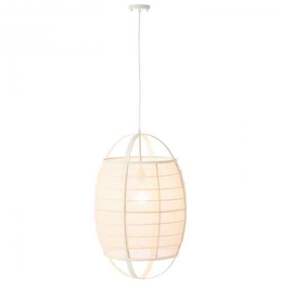 J Line Hanging Lamp Ion Linen Bamboo White Large Suspensions pendant lights Suspended Overhead Lights Lamps.