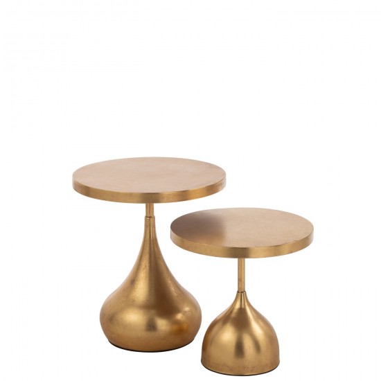Jline Set Von 2 Beistelltisch Tropfen Metall Gold beistelltische.