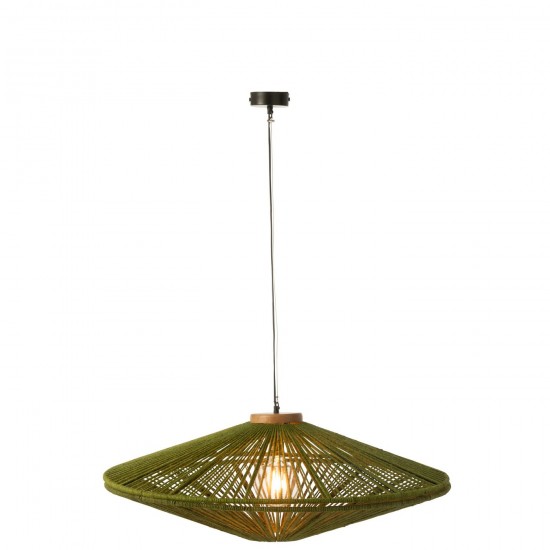 J Line Hanging Lamp Ovni Iron Jute Green Large Suspensions pendant lights Suspended Overhead Lights Lamps.