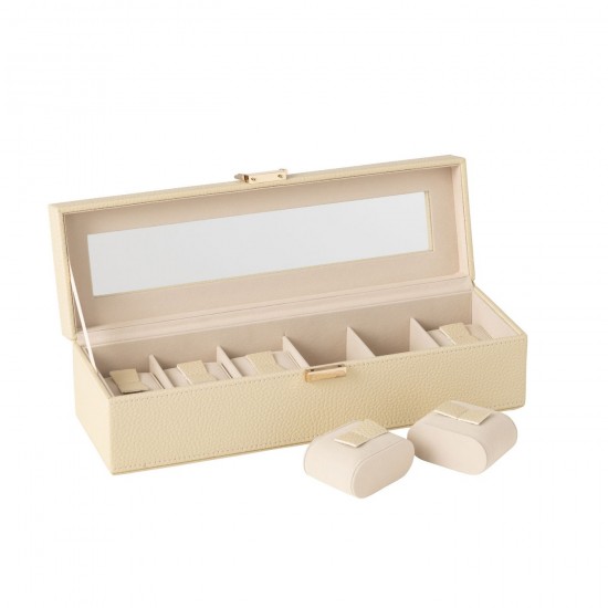 J Line Swatch Box 6 Compartments Artificial Leather Beige Jewellery holder jewellery holders Jewellery box Jewellery boxes.