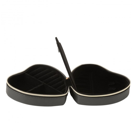 J Line Jewellery Box Heart Artificial Leather Black Jewellery holder jewellery holders Jewellery box Jewellery boxes.