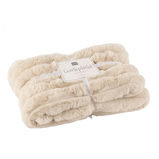 J Line Plaid Large Corduroy Polyester Beige throw.