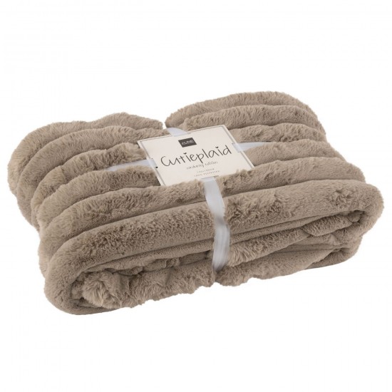 J Line Plaid Large Corduroy Polyester Taupe throw.