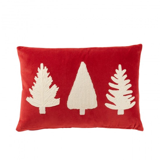 J Line Cushion Rectangle Christmas Trees Texture Velvet Red White cushion.
