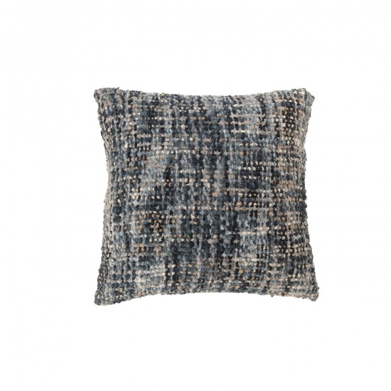 Jline Kussen Tweed Acryl Katoen Blauw Wit.