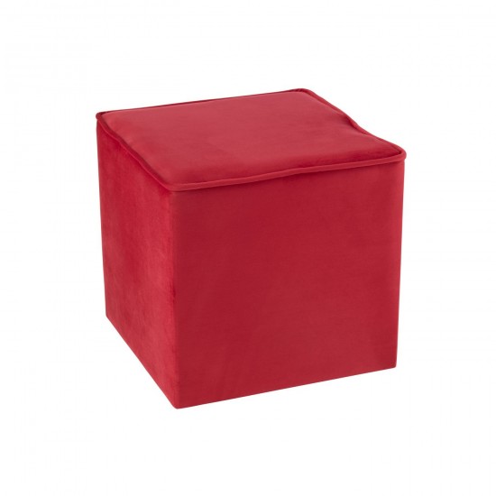 J Line Pouf Cube Velvet Raspberry hassocks footstools.