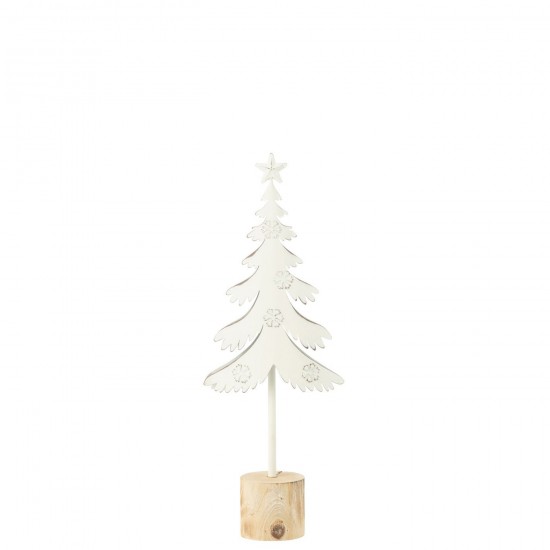 Jline Kerstboom Op Voet Ster Metaal Hout Wit Small.