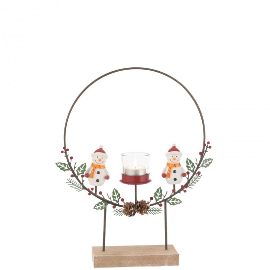 J Line Tealight Holder Circle On Foot Snowmen Mix tea lights holders.