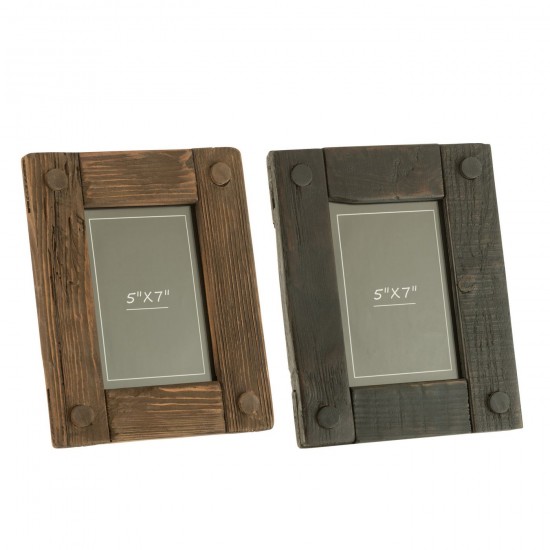 J Line Photo Frame Nick Pine Wood Brown Black Large Assortment Of 2 single photo frames.