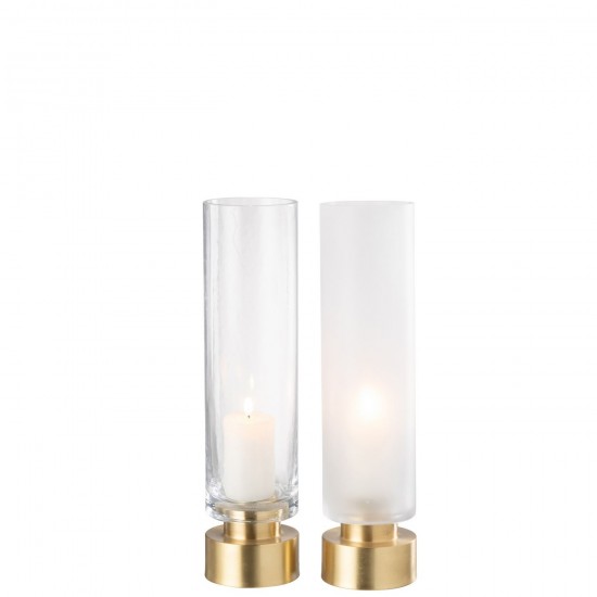 J Line Portacandela Vaso Pia Vetro Rame Trasparente Oro Large Assortimento Di 2 Fotosforo Jarrón Pia Vidrio Cobre Transparente.