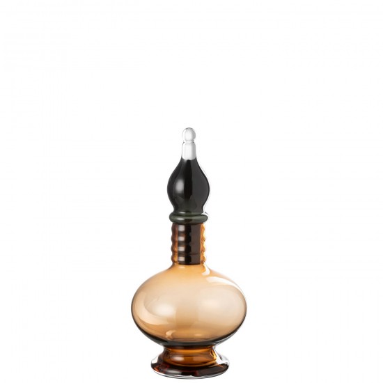 Jline Vaas Stop Flesje Deco Joey Glas Bruin Small.