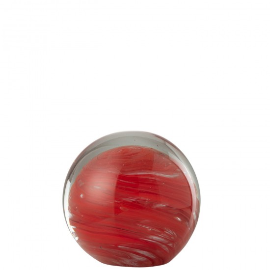 Jline Presse Papier Twister Rond Glas Rood Large.