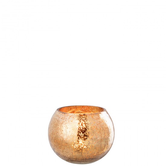 J Line Tealight Holder Ball Craquelure Glass Dark Gold Medium tea lights holders.