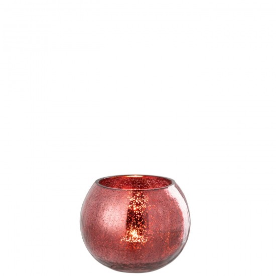 J Line Tealight Holder Ball Craquelure Glass Pink Medium tea lights holders.
