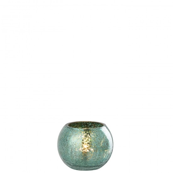 J Line Tealight Holder Ball Craquelure Glass Water Green Small tea lights holders.
