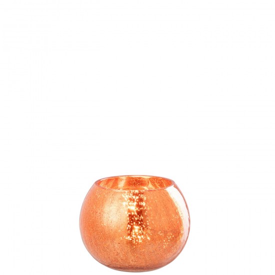 J Line Portacandela Screpolato Vetro Arancione Large Fotosforo Bola Craquelado Vidrio Oro Large.