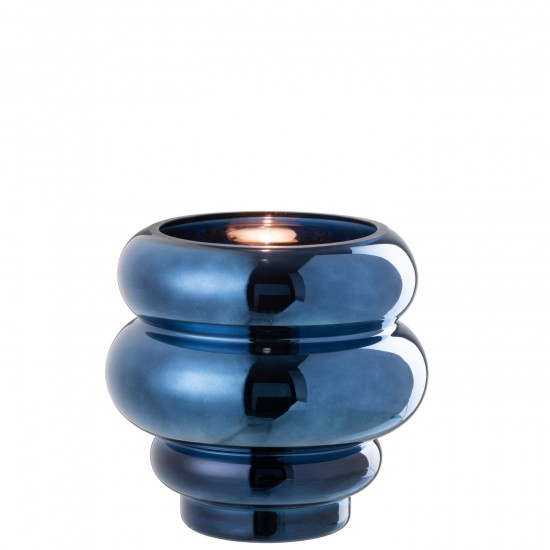 Jline Theelichthouder Vaas Cléa Glas Blauw.