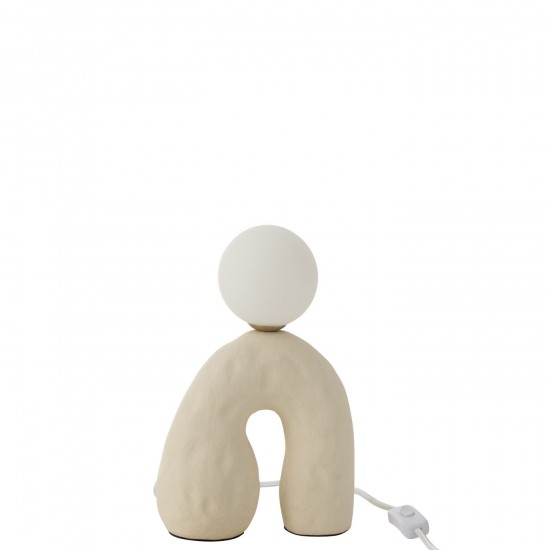J Line Table Lamp On Feet Glass Globe Stoneware Beige Table Lights.