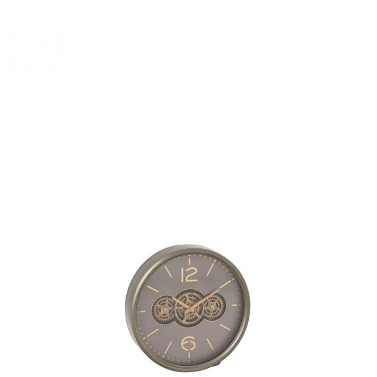 J Line Clock Gears Mdf Grey Gold Small wall clocks.
