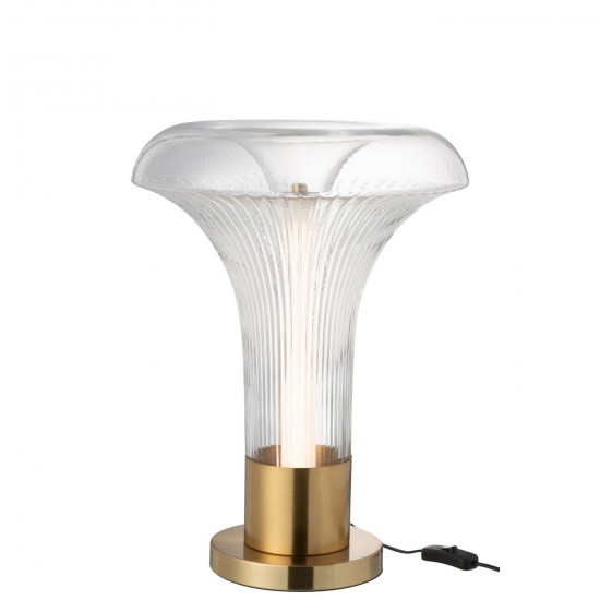 J Line Table Lamp Led Gold Metal Glass Transparent Table Lights.