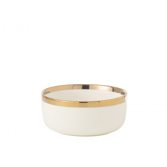 J Line bols Jolipa Bol Ceramique Blanc Or.