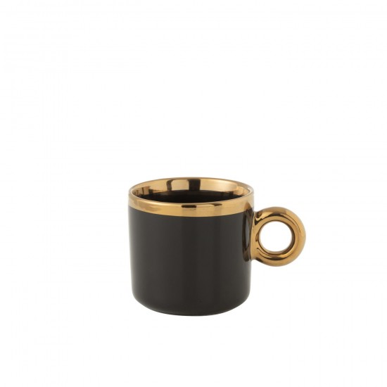 J Line tasses de cafe Jolipa Boite De 1 Mug Ceramique Noir Or.