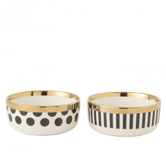 J Line bols Jolipa Bol Pois Lignes Ceramique Mix Assortiment De 2.