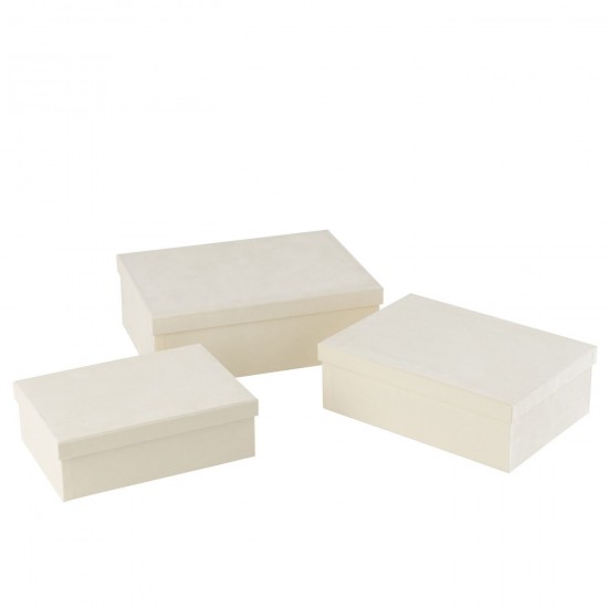 J Line Set Of 3 Box Rectangle Velvet Paper White storage boxes holders.