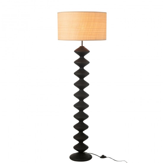 J Line Floor Lamp Caterpillar Poplar Wood Black Natural Floor lights Standing Floorlamps.