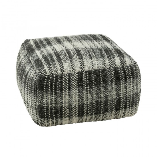 J Line Pouf Square Checkered Wool Grey Black hassocks footstools.