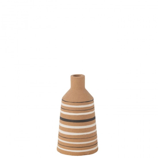 J Line Grands vases Grand vase Vases hauts Vase haut. Jolipa Vase Tukano Lignes Terra Marron Noir Blanc Medium.