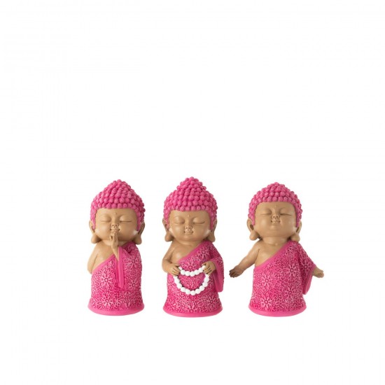 J Line frères Moines statuettes Jolipa Moine Chaine Resine Rose Assortiment De 3.