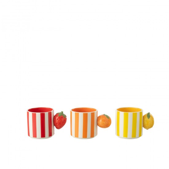 J Line tasses de cafe Jolipa Mug Fruit Dolomite Mix Assortiment De 3.