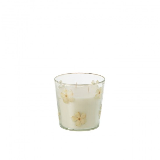 J Line bougies parfumées Jolipa Bougie Parfumee Fleur Verre Transparent Small 45Heures.