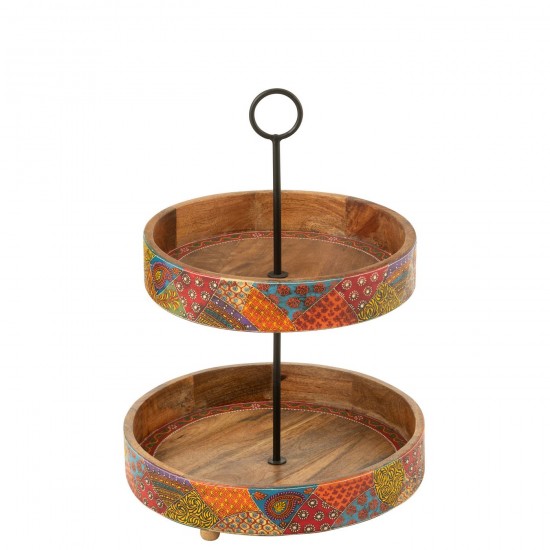J Line Tray 2 Levels Delhi Mango Wood Mix serving trays.