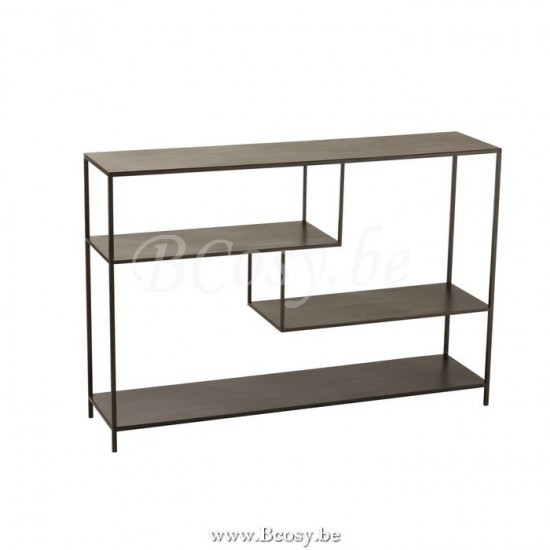 J Line Scaffale Basso Livelli Irregolari Metallo Nero Estanteria Baja Niveles Irregulares Metal Negro.