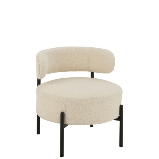 Jline Sillon Boucle Contrachapado Poliester Blanco Negro.