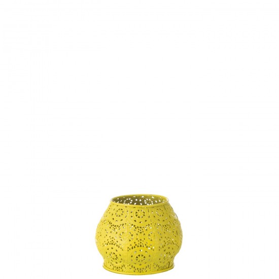 J Line Tealight Holder Cylinder Metal Glass Yellow Small tea lights holders.
