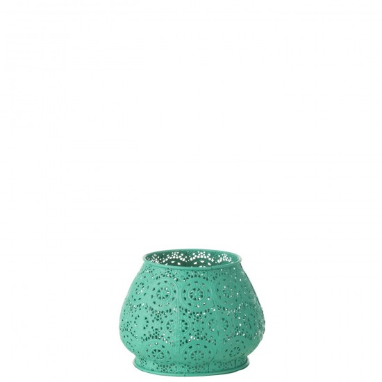 J Line Porta T Light Cilindrico Metallo Vetro Ciano Large Portacandelitas Cilindro Metal Vidrio Cian Grande.