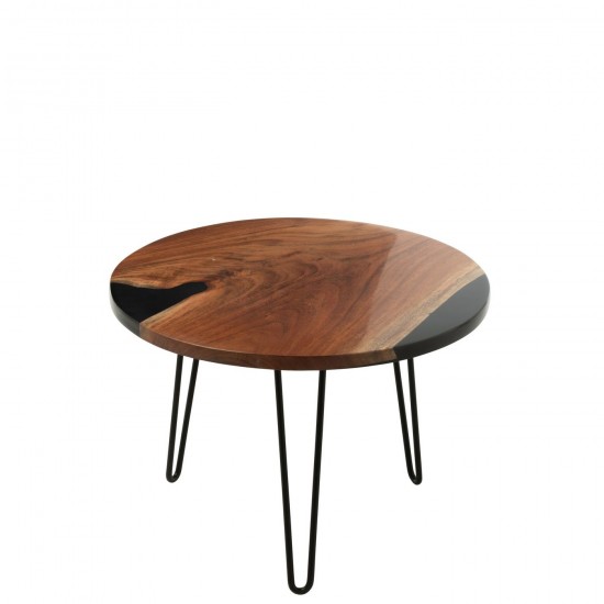 J Line Side Table Round Acacia Wood Resin Natural Black nested side tables sidetables.