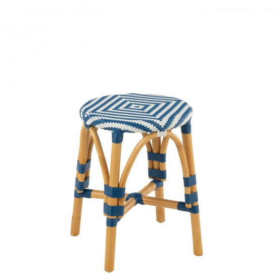 Jline Hocker Live Rattan Plastik Naturell Blau runde hockern taburetts taburete.