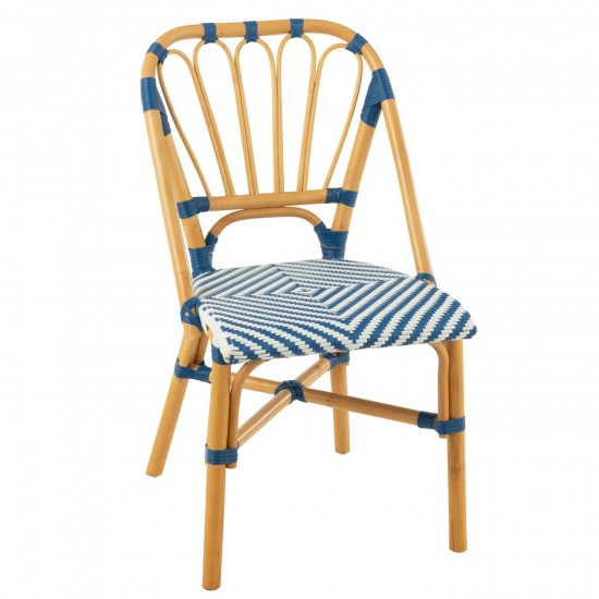 JLine J Line Stoel Live Rattan Kunststof Naturel Blauw stoelen eetkamerstoelen eethoekstoelen eettafelstoelen eetstoelen.