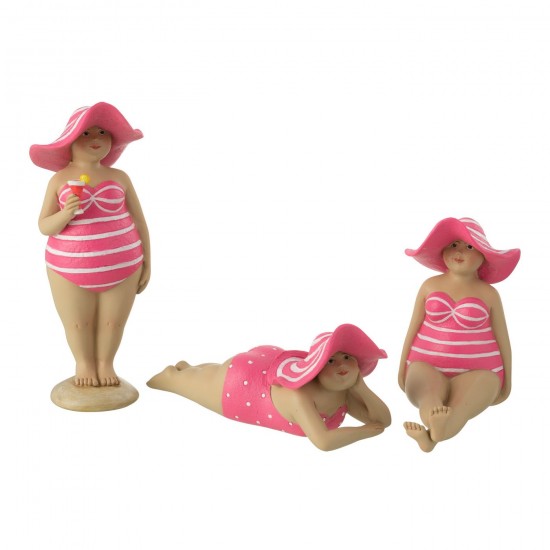 J Line Gens personnes Jolipa Baigneuse Chapeau Polyresine Rose Assortiment De 3.