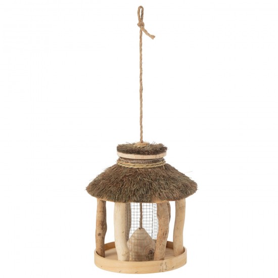J Line Birdhouse Hanging Feeder Wood Dried Grass Natural birdhouses birdcages.