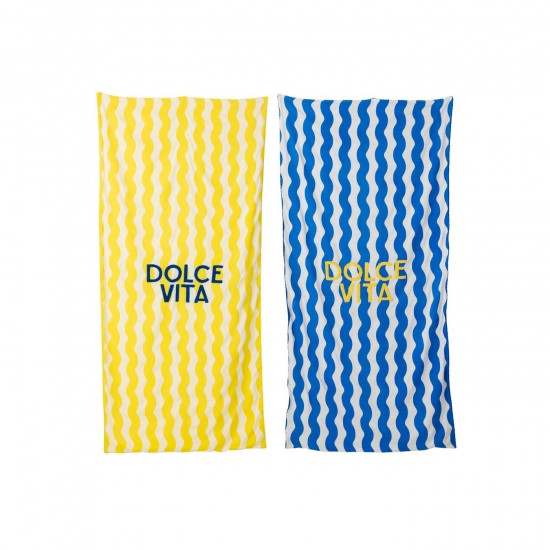 J Line Telo Da Mare Dolce Vita Cotone Spugna Blu Giallo Assortimento Di 2 Toalla De Playa Dolce Vita Algodón Esponja Azul Amar.