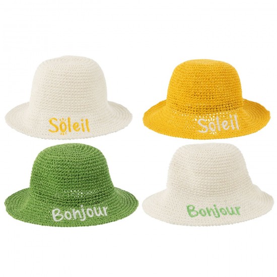 J Line Chapeaux Jolipa Chapeau Bonjour Soleil Papier Blanc Vert Jaune Assortiment De 4.